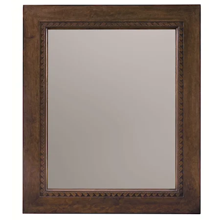 Wood Framed Mirror with Decorative Carving